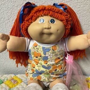 First Edition Vintage Cabbage Patch Kid Girl Hong Kong Red Hair Blue Eyes HM#3